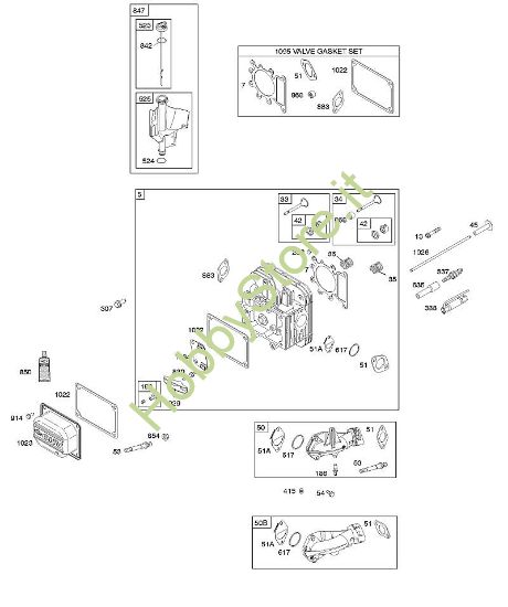 C - Testata, set guarnizioni valvole, collettore di aspirazione, lubrificazione, valvole B&S - 31 €¦ 31A607-0125-B1 brand Stihl